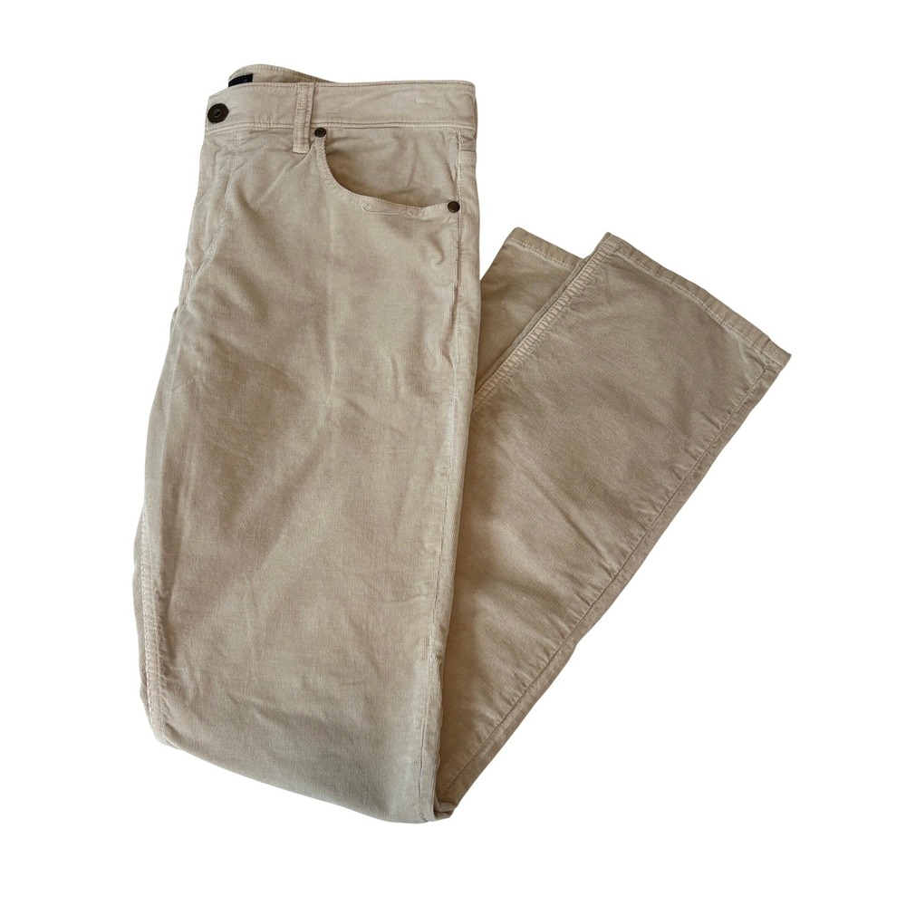 Paige Federal Corduroy Pants Tan Mens 34 Slim Straight Stretch Beige Trousers